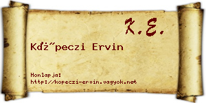 Köpeczi Ervin névjegykártya
